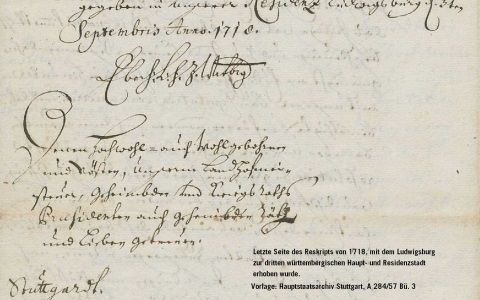 Urkunde Erhebung der Stadt zur Haupt- und Residenzstadt