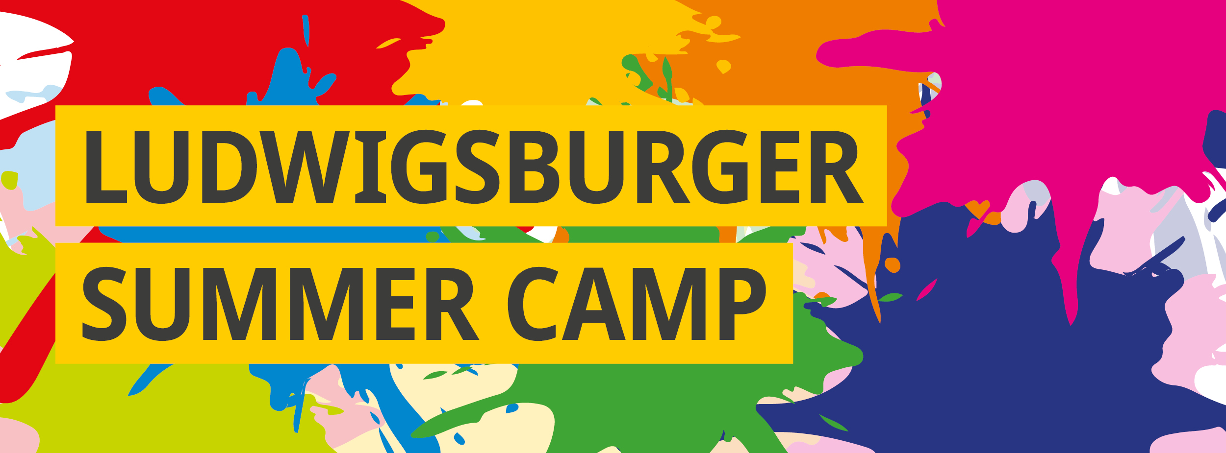 Bunte Farbkleckse symbolisieren Vielfalt an Aktivitäten und Kreativität beim Ludwigsburger Summer Camp