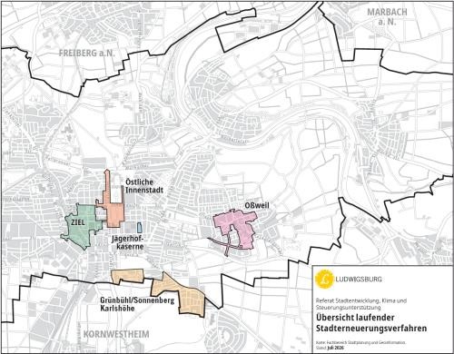 Karte mit einer Übersicht über laufende Sanierungsverfahren Karte mit einer Übersicht über laufende Sanierungsverfahren