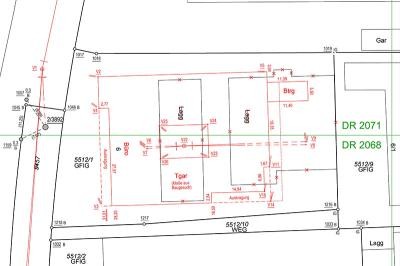 Ausschnitt von einem Plan einer Gebäudeaufnahme