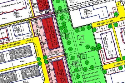 Ausschnitt von einem Lageplan zum Bauantrag