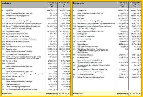 Bilanz Aktiva 2021 und Bilanz Passiva 2021