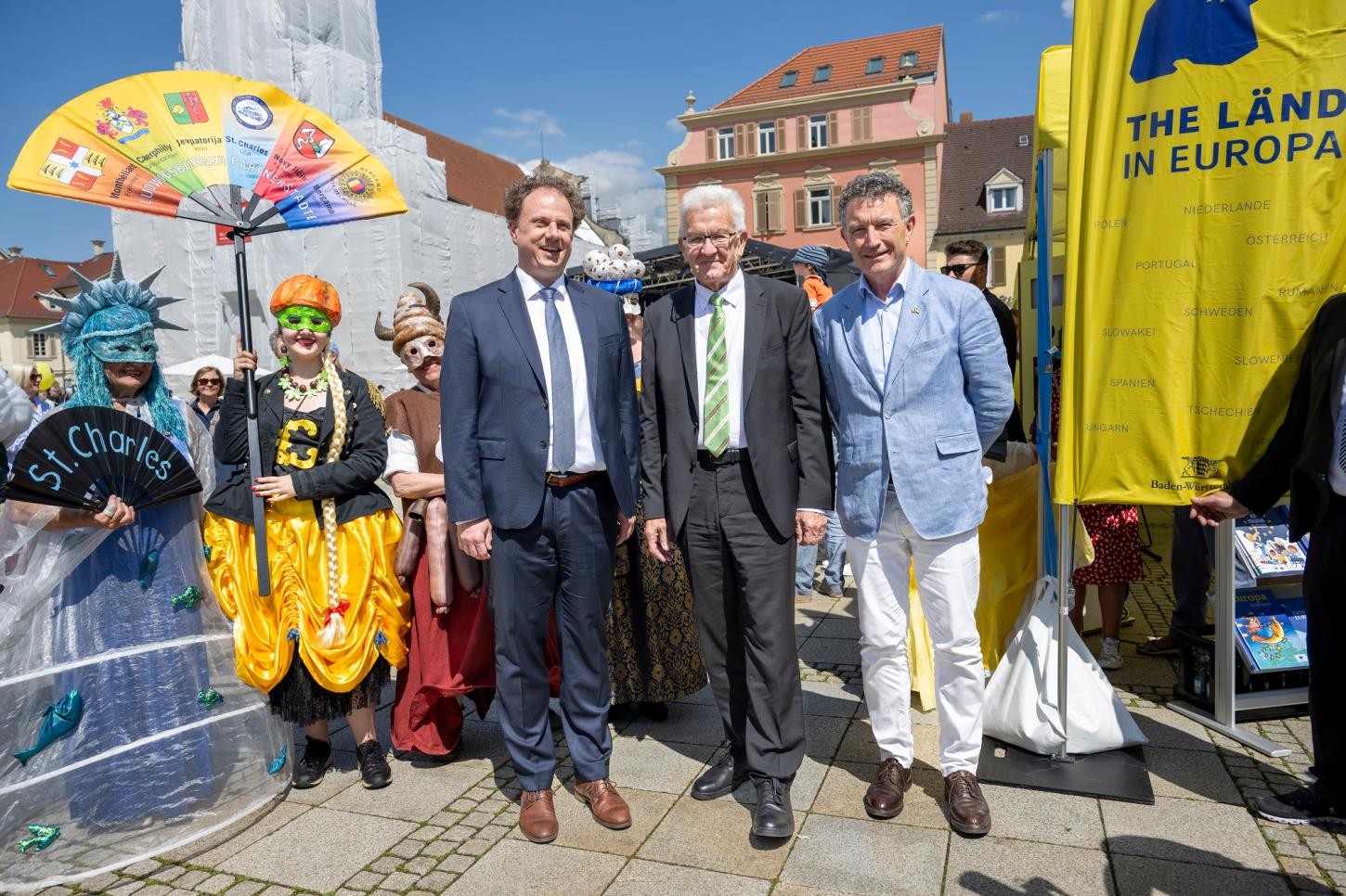Oberbürgermeister Knecht, Ministerpräsident Kretschmann und Regionspräsident Leroy