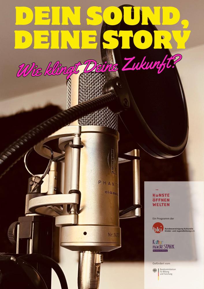 Mikrofon mit Förderlogos