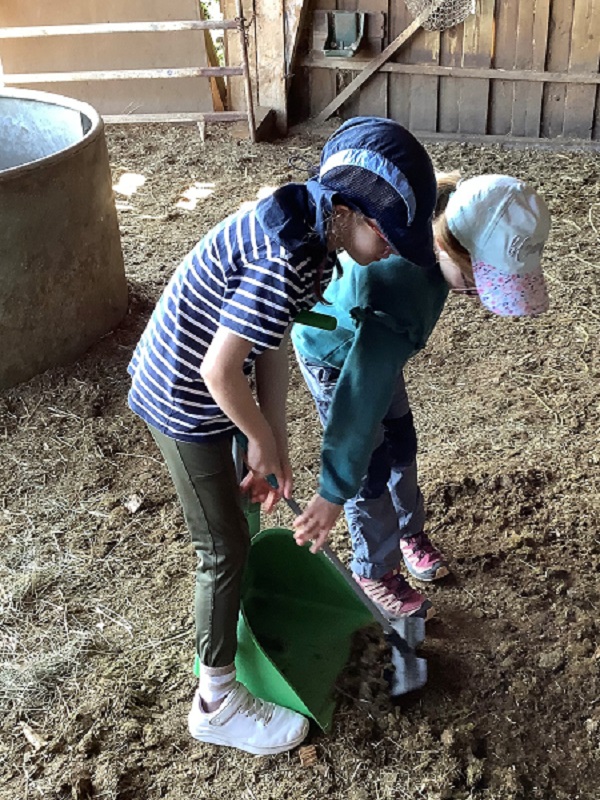 Kinder misten Stall aus, Projekt der Osterholzschule Ludwigsburg