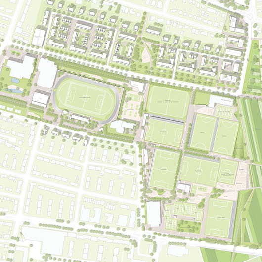 Baugebiet Erschließung Fuchshof grafische Zeichnung eines Luftbildes zum Baugebiet Erschließung Fuchshof