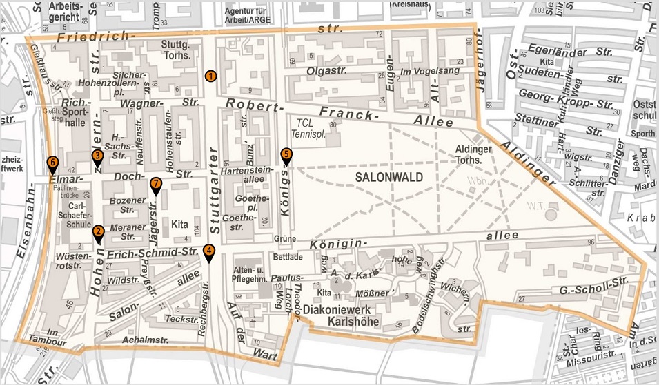 Südstadt Karte virtueller Stadtteilspaziergang Karte virtueller Stadtteilspaziergang in der Südstadt