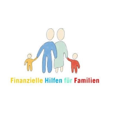 Zeichnung einer Familie von hinten mit Aufschrift Finanzielle Hilfen für Familien