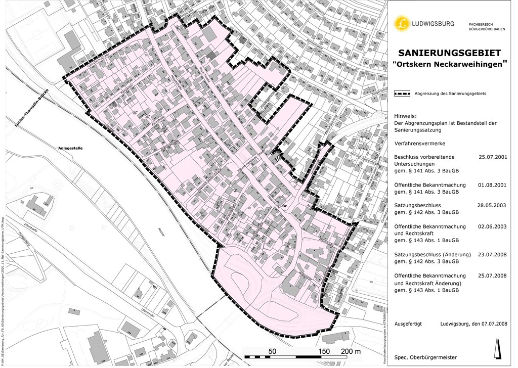 Lageplan Sanierungsgebiet "Ortskern Neckarweihingen"&nbsp;