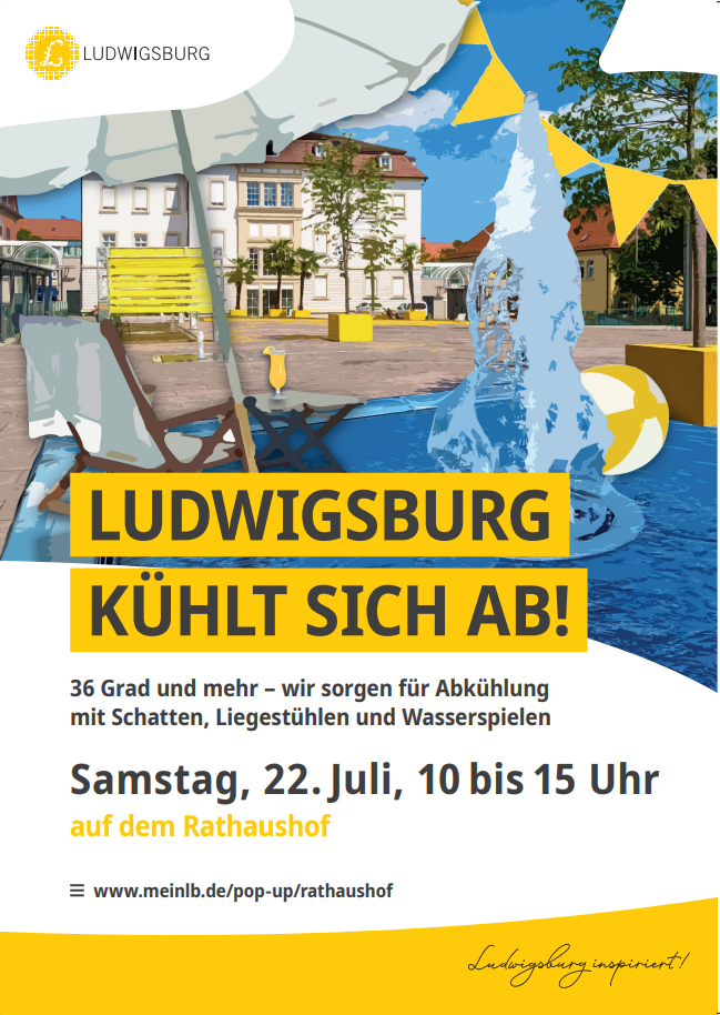 Plakat vom Hitzeaktionstag – Ludwigsburg kühlt sich ab