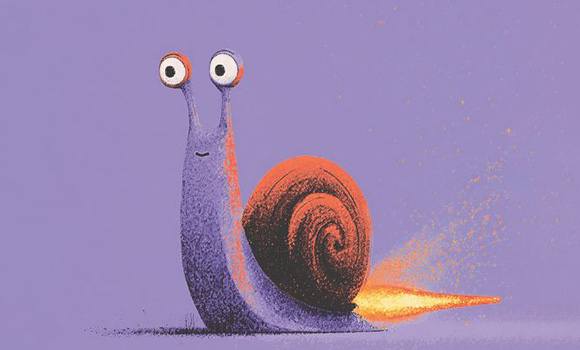 Illustration einer Schnecke mit Düsenantrieb.
