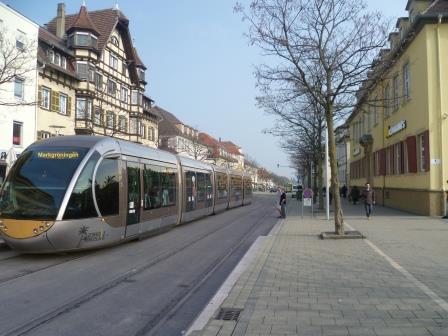 Fotomontage Oberleitungsfreie Niederflurstadtbahn Wilhelmstraße Ludwigsburg