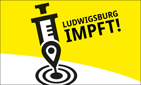 Die Grafik zeigt eine Spritze. Daneben steht der Slogan "Ludwigsburg impft!"