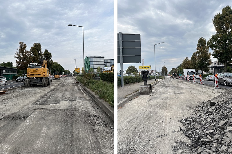Abgefräste Straßendecke, Schwieberdinger Straße Ludwigsburg