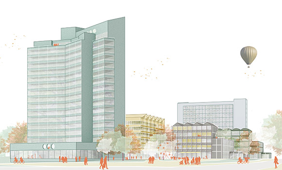 Visualisierung des neuen Quartier von der Hohenzollernstraße