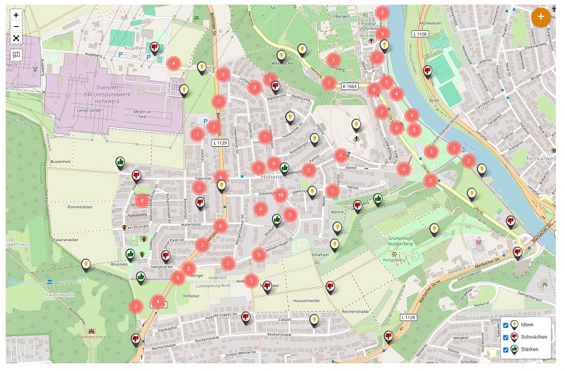 Interaktive Karte zur Onlinebeteiligung 