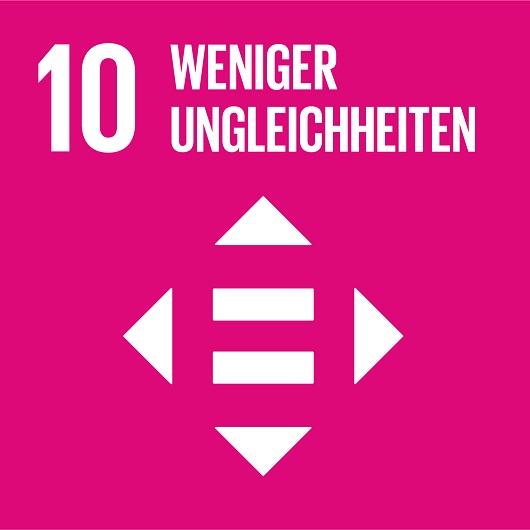 Logo SDG 10 zur Seite Weniger Ungleichheiten SDG 10