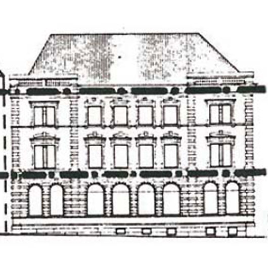 Zeichnung einer Ansicht von einem Gebäude