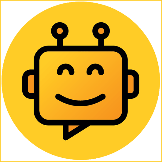 Chatbot Börgerdienste Ludwigsburg Kopf eines Roboters als Strichzeichnung in einem gelben Kreis