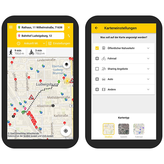 Screenshot der Stadtnavi-App