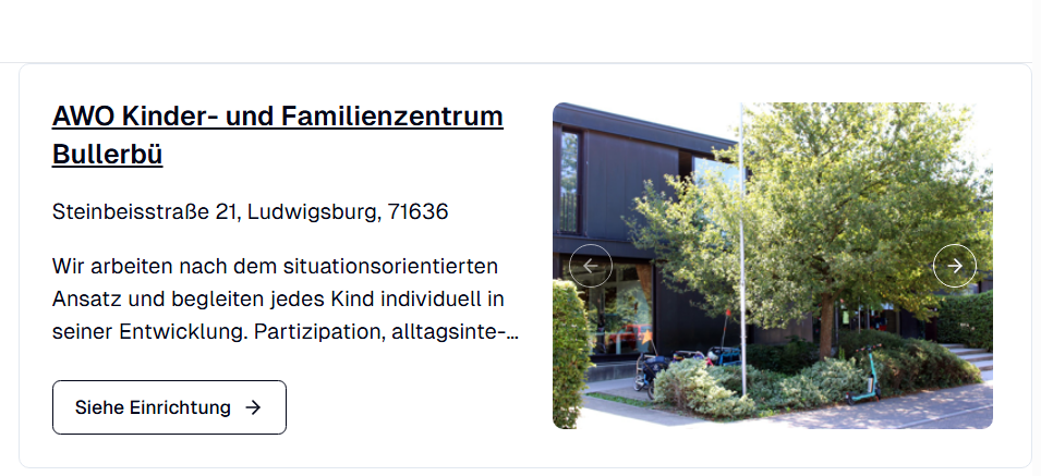Übersicht Kinder-Betreuungs-Einrichtung