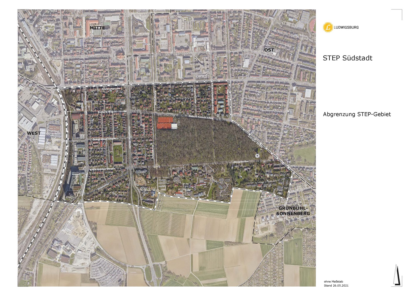 STEP-Gebiet Südstadt Das STEP-Gebiet in der Südstadt.
