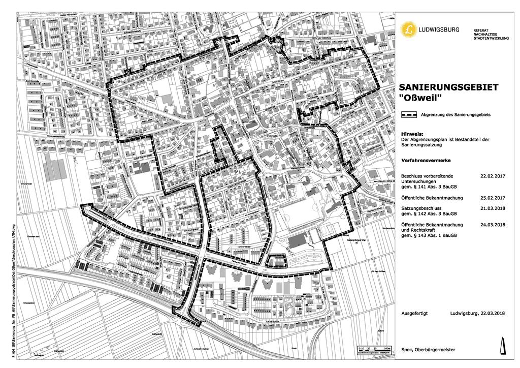 Lageplan Sanierungsgebiet Oßweil vom 22.03.2018