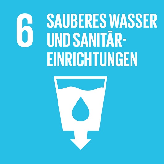 Logo SDG 6 zur Seite Sauberes Wasser und Sanitäreinrichtungen