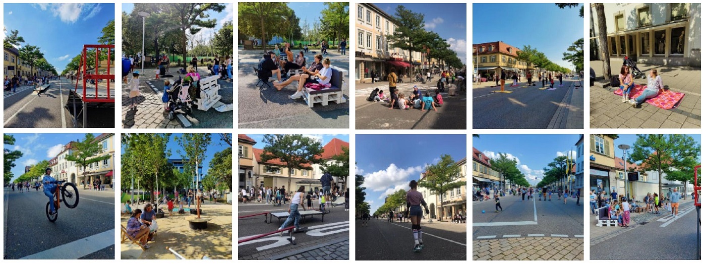 Bildercollage "Die Wilhelmstraße wird zur Spiel- und Bewegungsstraße"